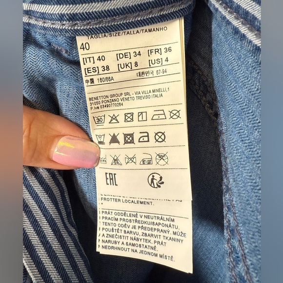 United Colors Of Benetton Blue & White Striped Ankle Length Pants Women’s Size 4 - Picture 9 of 10